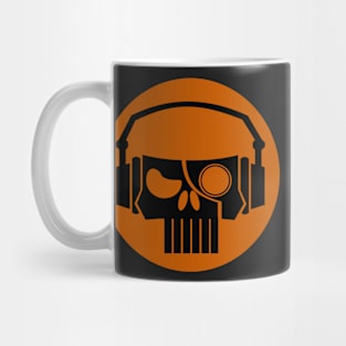 Orange Cyborg Music Skull With Headphones Mug